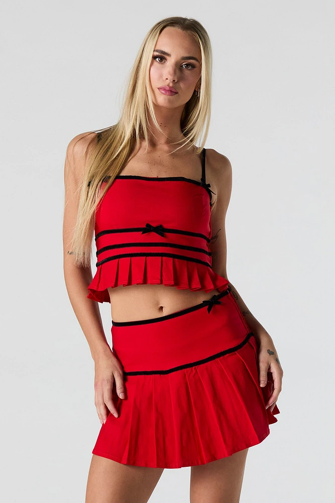 Bow Pleated Crop Top