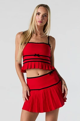 Bow Pleated Crop Top