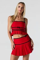 Bow Pleated Crop Top