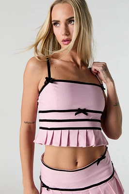 Bow Pleated Crop Top