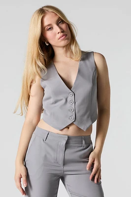 Button Front Cropped Vest