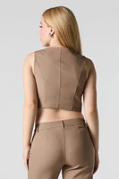 Button Front Cropped Vest