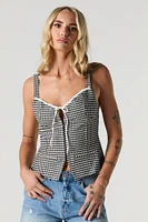 Contrast Bow Trim Hook-and-Eye Corset Tank