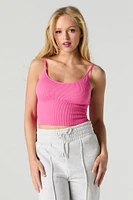 Camisole côtelée sans couture à encolure dégagée avec bonnets intégrés