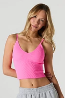 Camisole côtelée sans couture avec encolure en V et bonnets intégrés