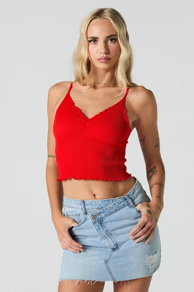Ribbed V-Neck Lettuce Edge Cami