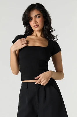 Ribbed Square Neck Baby Tee