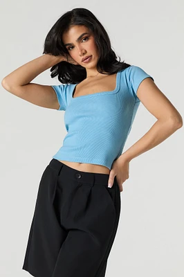 Ribbed Square Neck Baby Tee