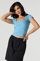 Ribbed Square Neck Baby Tee
