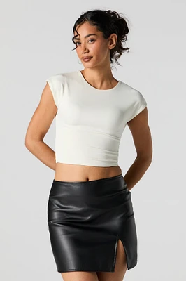 Contour Round Neck Cap Sleeve Top