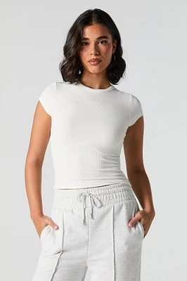 Ribbed High Neck T-Shirt