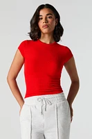 Ribbed High Neck T-Shirt