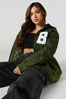 Letter Chenille Embroidered Bomber Jacket