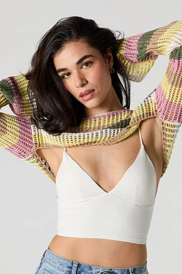 Chandail ultracourt en tricot ajour