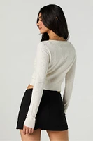 Pointelle Knit Cropped Cardigan