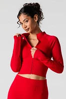 Active Seamless Ribbed Zip-Up Top