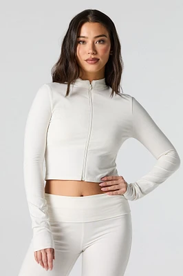 Active Cropped Zip-Up Long Sleeve Top