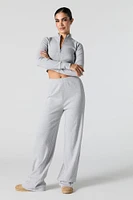 Active Ribbed Zip-Up Long Sleeve Top