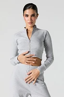 Active Ribbed Zip-Up Long Sleeve Top