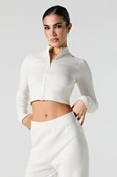 Active Ribbed Zip-Up Long Sleeve Top