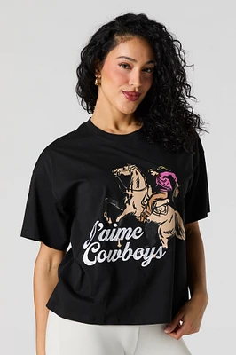 T-shirt avec motif brodé J'aime Cowboys