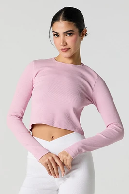 Ribbed Cropped Long Sleeve Top
