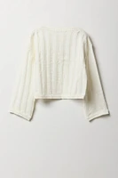 Girls Open Knit Boat Neck Sweater