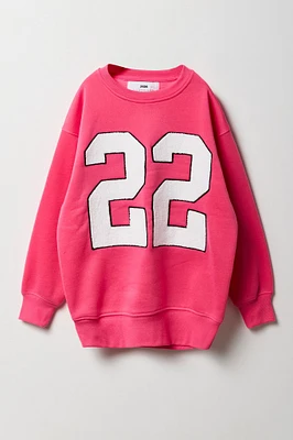 Girls Oversized Graphic Fleece Sweatshirt