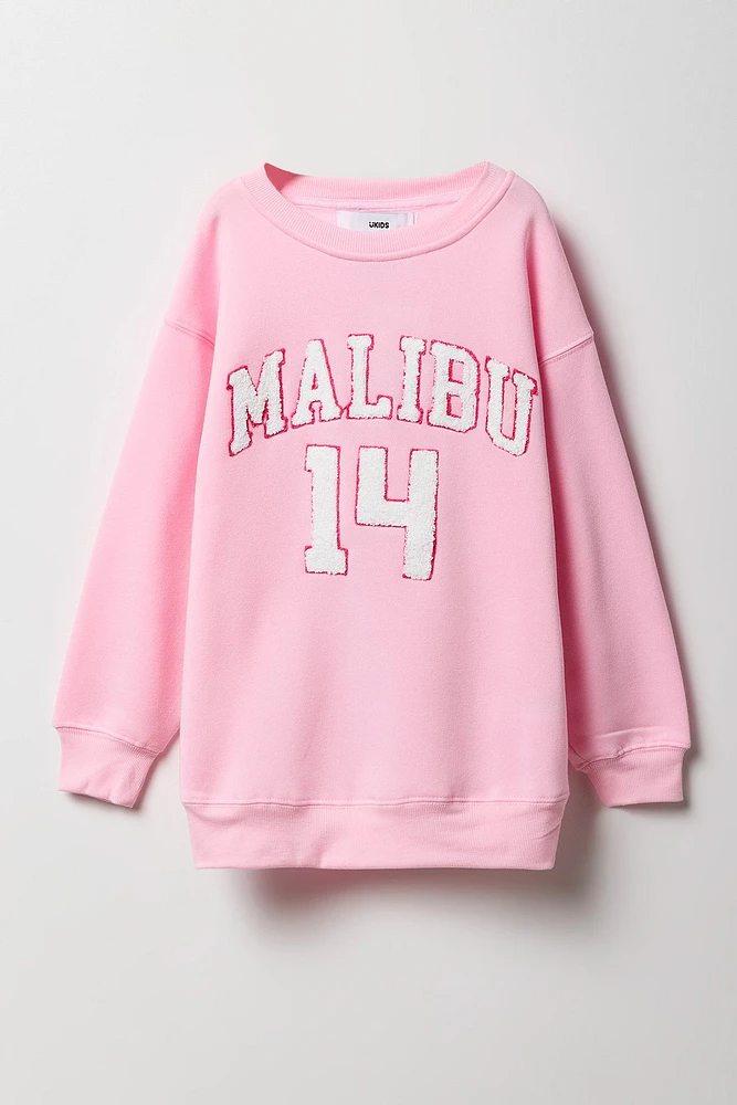 Chandail surdimensionné en molleton avec motif brodé City pour fille