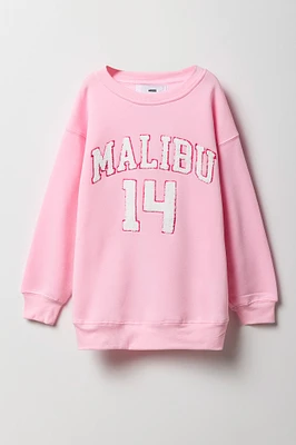 Chandail surdimensionné en molleton avec motif brodé City pour fille