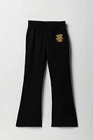 Pantalon d'entraînement à jambe large en molleton avec motid brodé pour fille