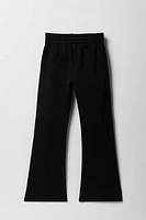 Pantalon d'entraînement à jambe large en molleton avec motid brodé pour fille