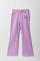 Pantalon d'entraînement à jambe large en molleton avec motid brodé pour fille