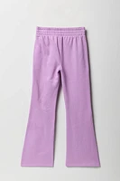 Pantalon d'entraînement à jambe large en molleton avec motid brodé pour fille