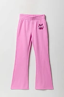 Pantalon d'entraînement à jambe large en molleton avec motid brodé pour fille