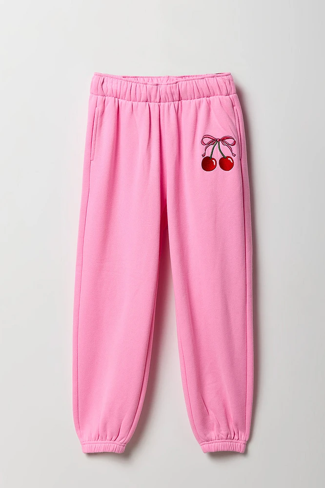 Jogger en molleton avec motif brodé pour fille