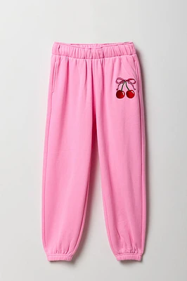Jogger en molleton avec motif brodé pour fille