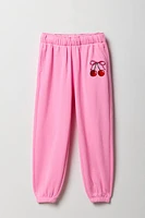 Jogger en molleton avec motif brodé pour fille
