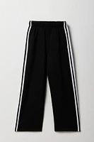 Pantalon d'entraînement à jambe large en molleton avec rayures latérales pour fille