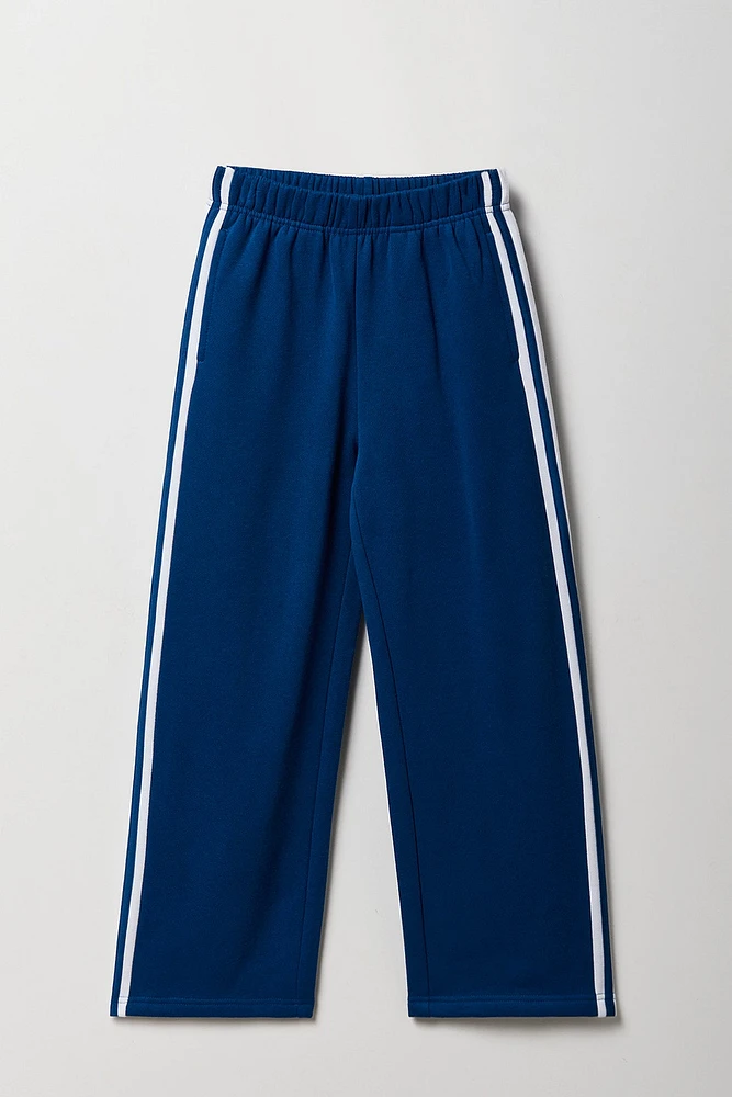 Pantalon d'entraînement à jambe large en molleton avec rayures latérales pour fille