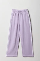 Pantalon d'entraînement à jambe large en molleton avec rayures latérales pour fille