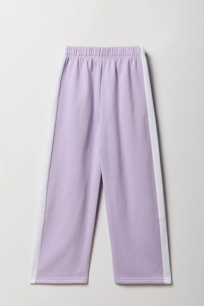 Pantalon d'entraînement à jambe large en molleton avec rayures latérales pour fille
