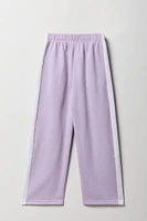 Pantalon d'entraînement à jambe large en molleton avec rayures latérales pour fille