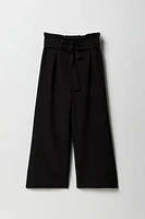 Pantalon à jambe large avec taille cintrée et ceinture pour fille