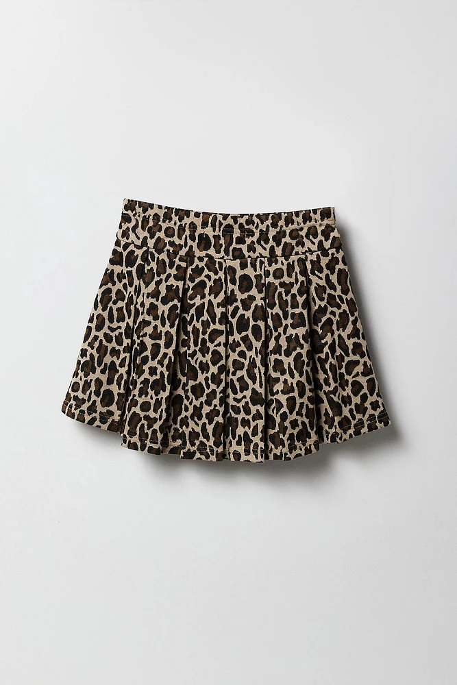 Girls Jacquard Knit Pleated Skort
