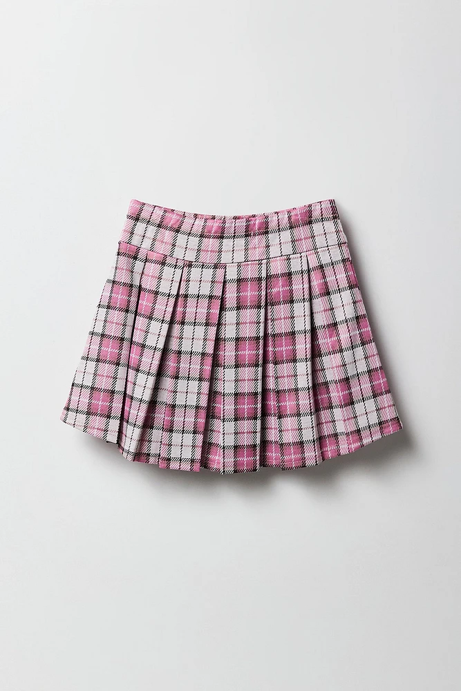 Jupe-short plissée en tricot de jacquard pour fille