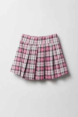 Jupe-short plissée en tricot de jacquard pour fille
