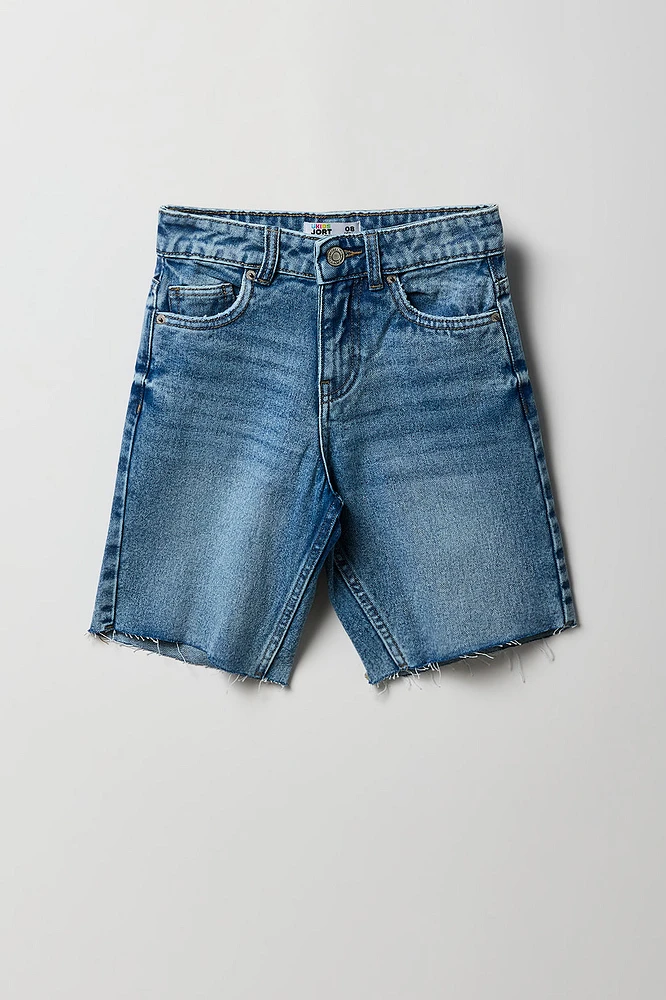 Girl Mid Rise Raw Hem Jort
