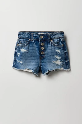 Girls Distressed High Rise Beach Short