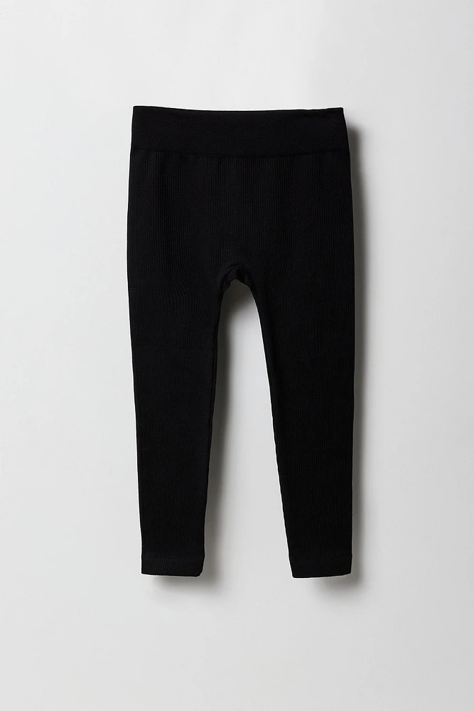 Girls Seamless Ribbed Solid Legging